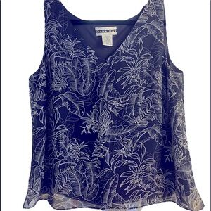 Navy blue & White Blouse 14w